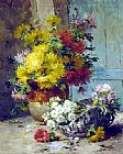 Eugene Henri Cauchois Wall Art - Still Life of Summer Flowers